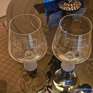 Cellini Goblets w/Faux Crystal Stem. Qty 2. New